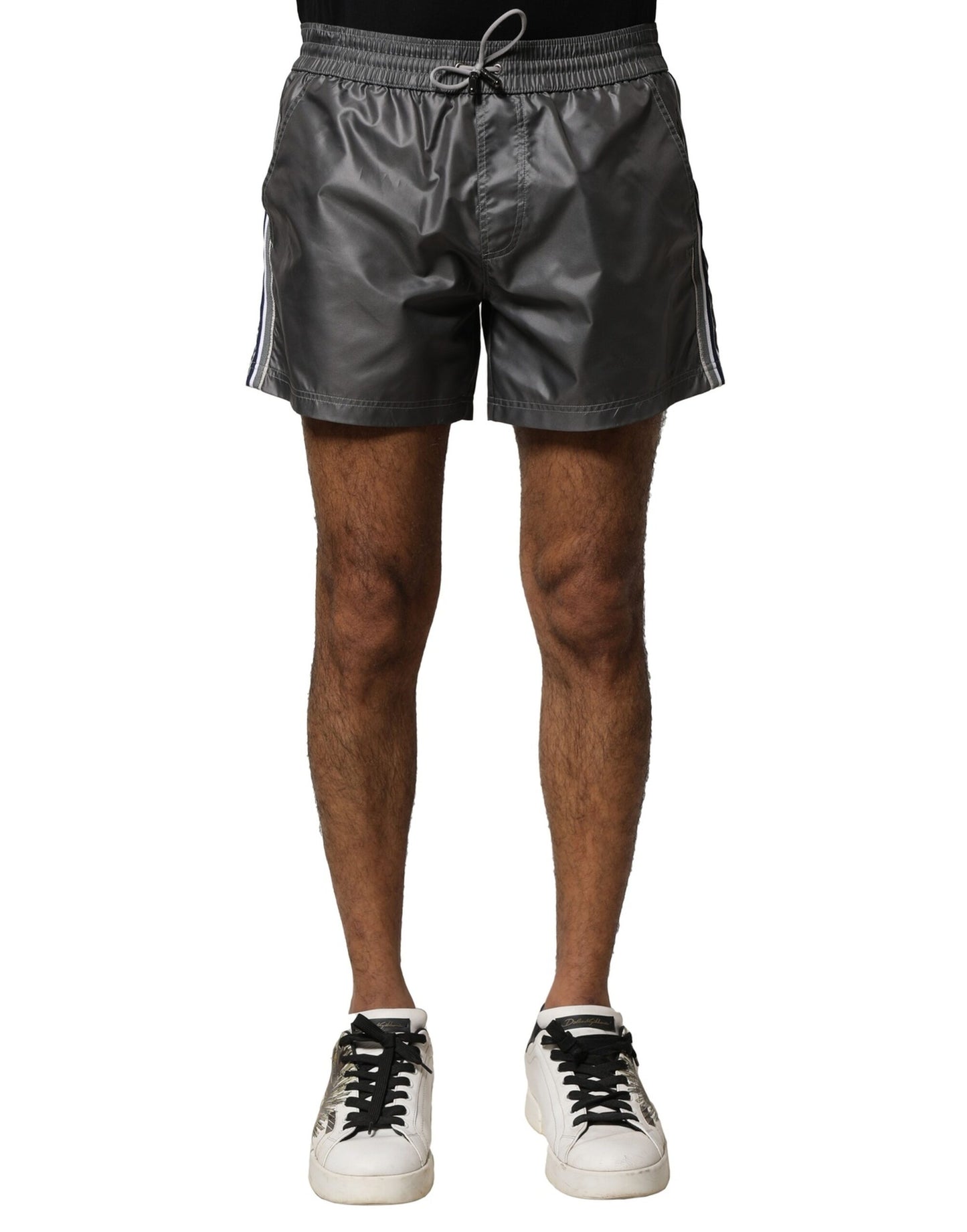 Shorts Bermuda décontractés taille mi-hauteur en polyester gris de Dolce & Gabbana