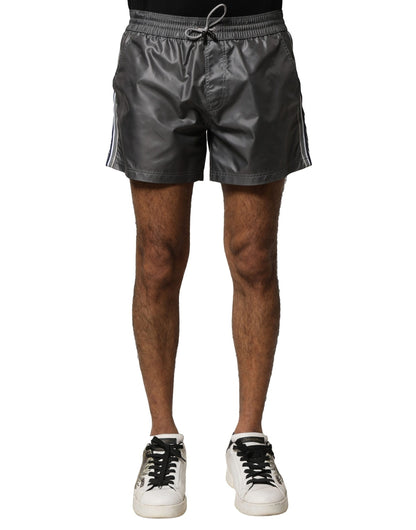 Shorts Bermuda décontractés taille mi-hauteur en polyester gris de Dolce & Gabbana