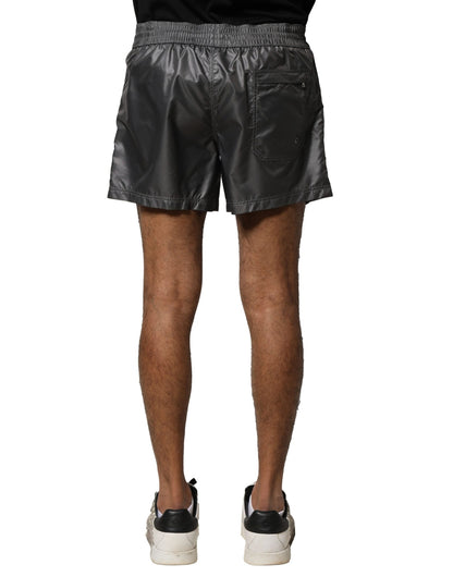 Shorts Bermuda décontractés taille mi-hauteur en polyester gris de Dolce & Gabbana