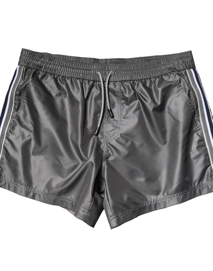Shorts Bermuda décontractés taille mi-hauteur en polyester gris de Dolce & Gabbana