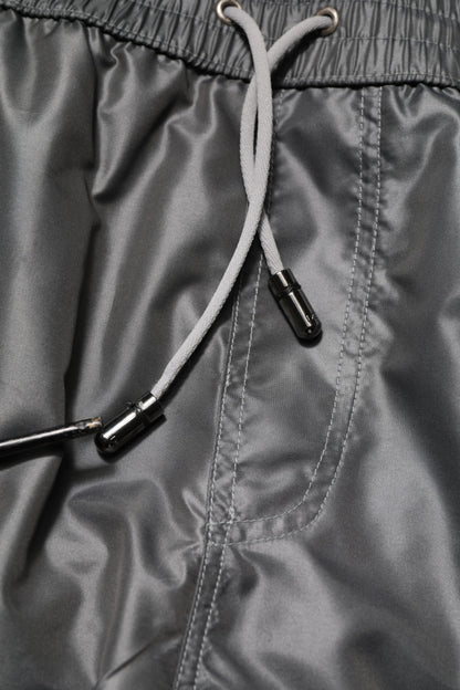 Shorts Bermuda décontractés taille mi-hauteur en polyester gris de Dolce & Gabbana