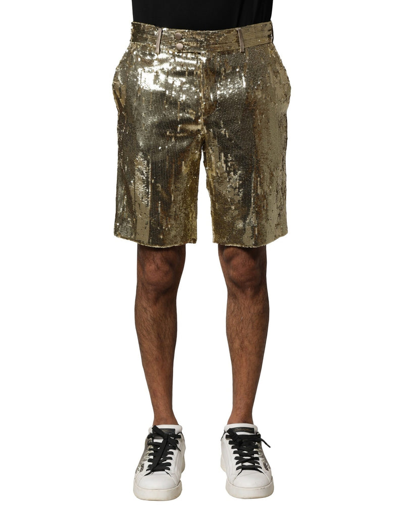 Dolce &amp; Gabbana Bermuda shorts van polyester met gouden pailletten en versieringen