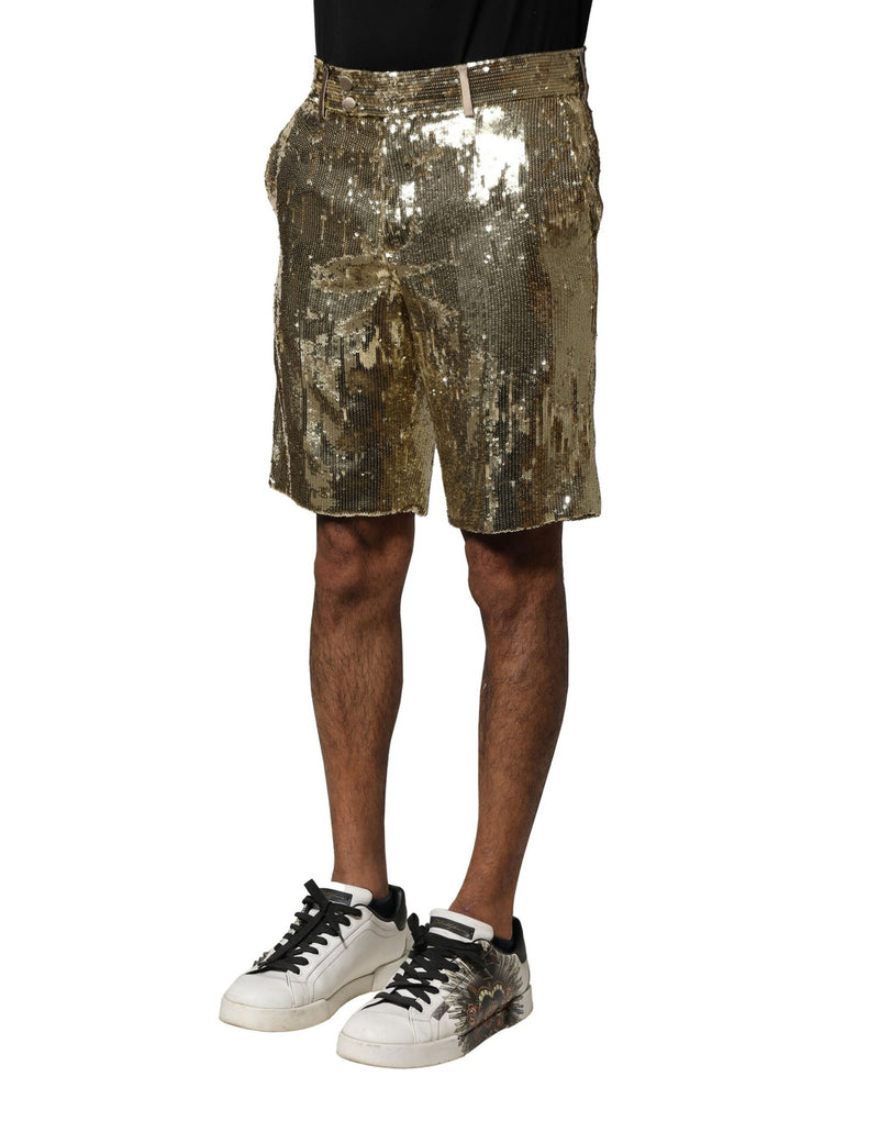 Dolce &amp; Gabbana Bermuda shorts van polyester met gouden pailletten en versieringen