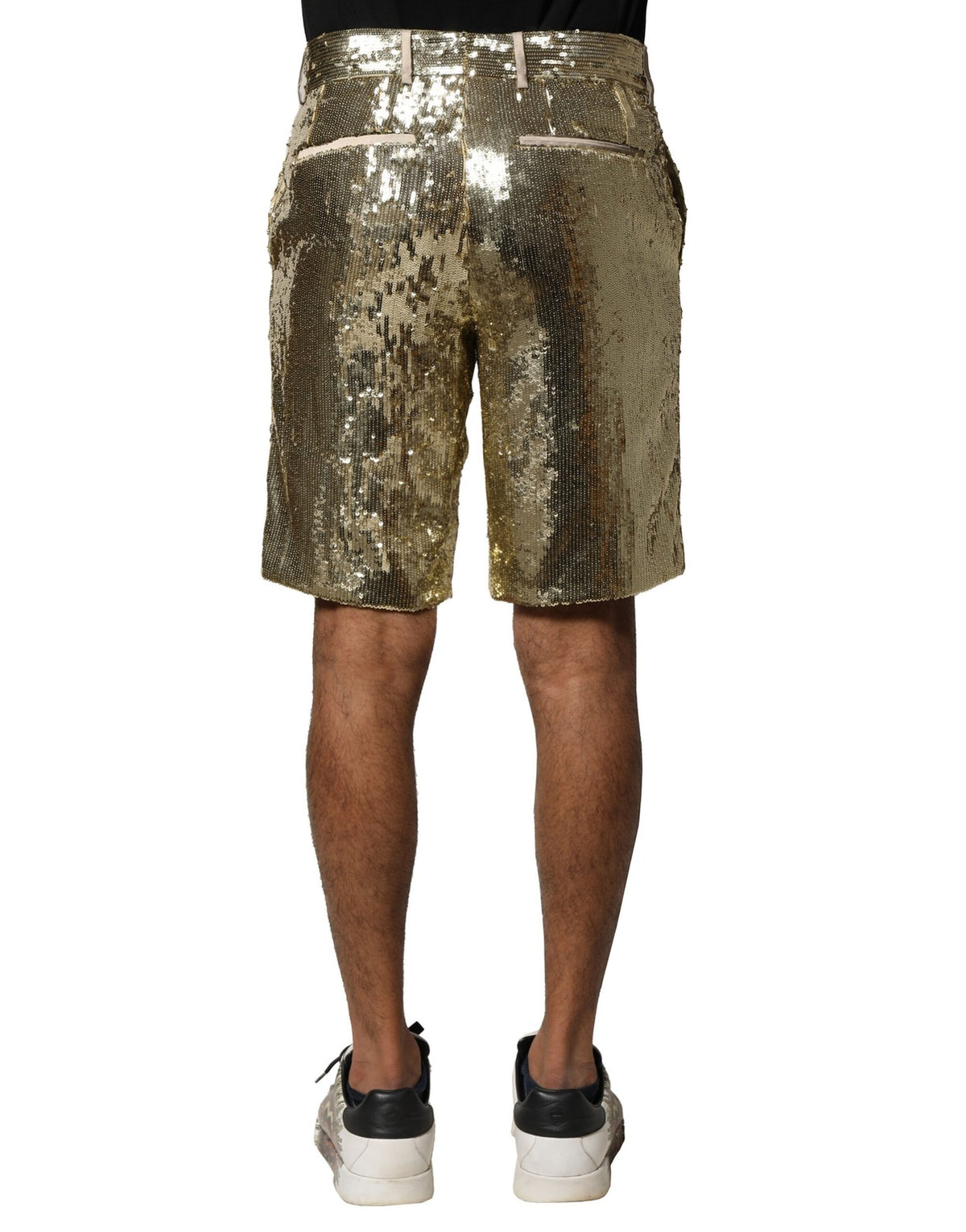 Shorts Bermuda en polyester ornés de paillettes dorées de Dolce &amp; Gabbana