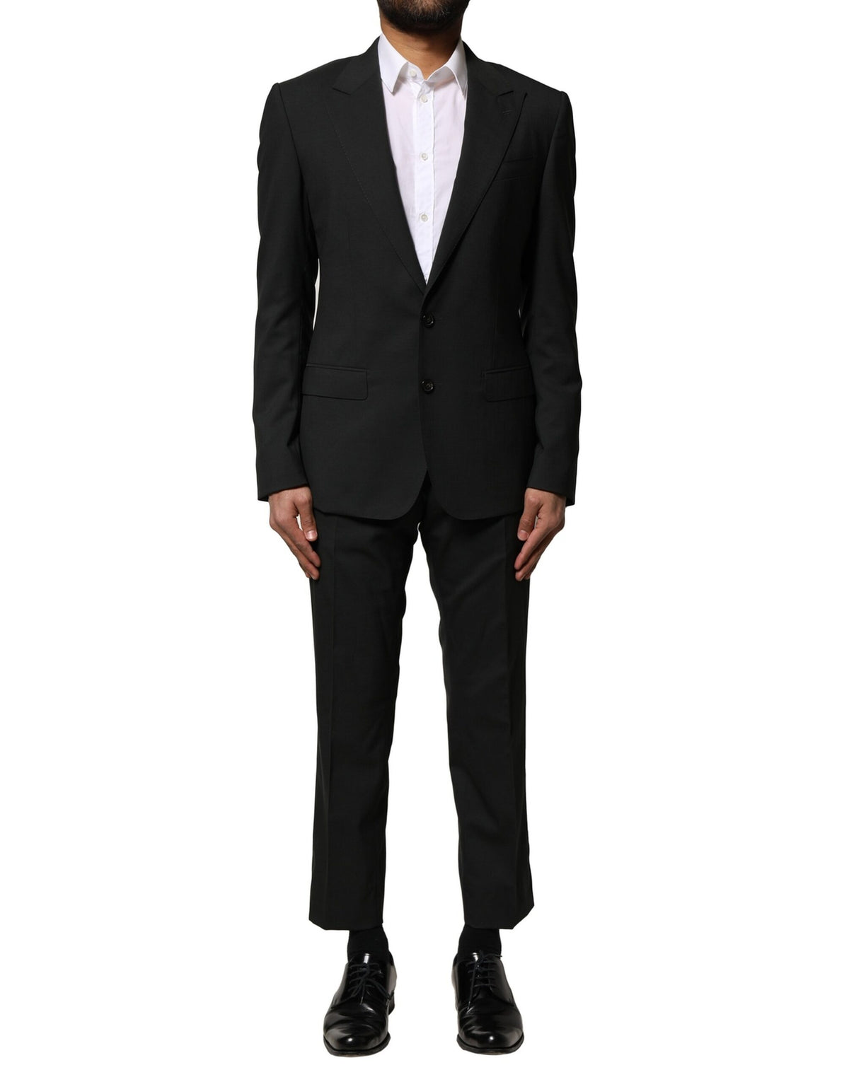 Dolce & Gabbana Costume Noir en Laine 2 Pièces à Boutonnage Simple