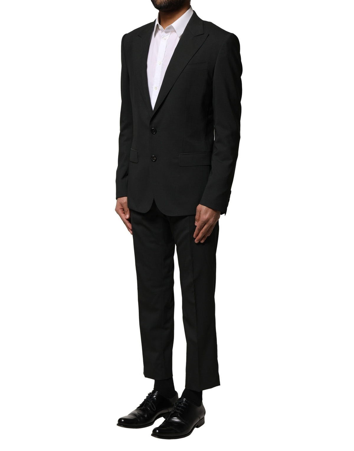 Dolce & Gabbana Costume Noir en Laine 2 Pièces à Boutonnage Simple