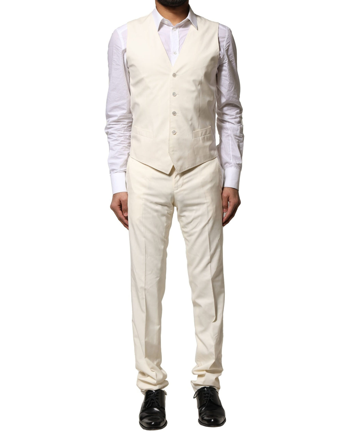 Dolce & Gabbana Costume 3 Pièces Ivoire en Laine