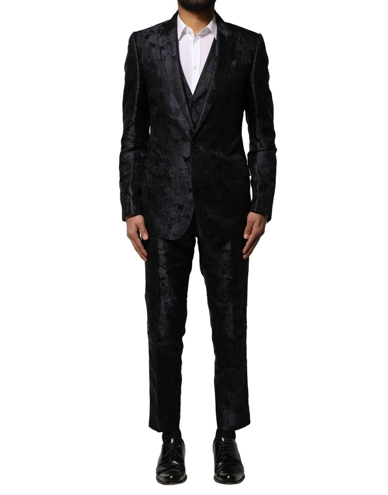 Dolce & Gabbana Costume 3 Pièces Noir en Jacquard