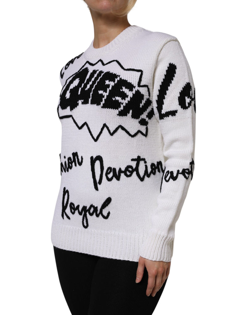Pull en laine blanc Dolce & Gabbana - Modèle à col rond
