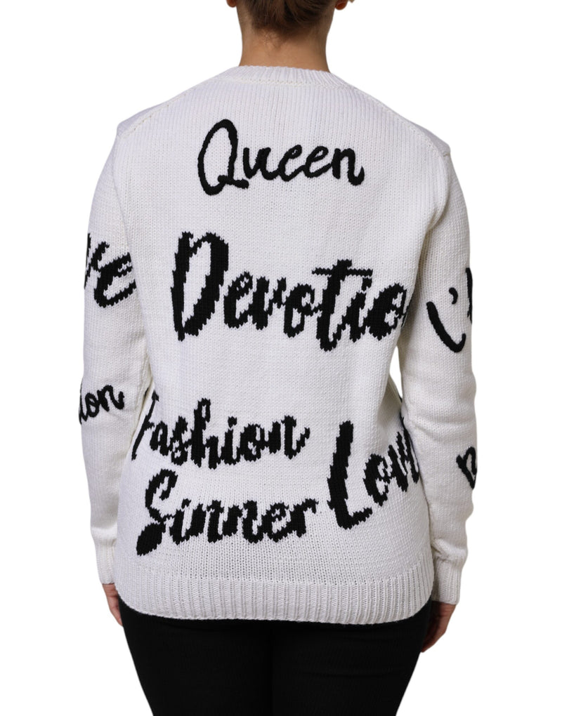 Pull en laine blanc Dolce & Gabbana - Modèle à col rond