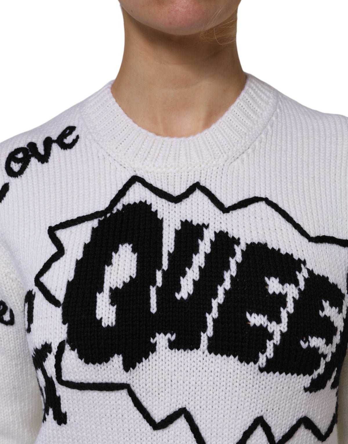 Pull en laine blanc Dolce & Gabbana - Modèle à col rond