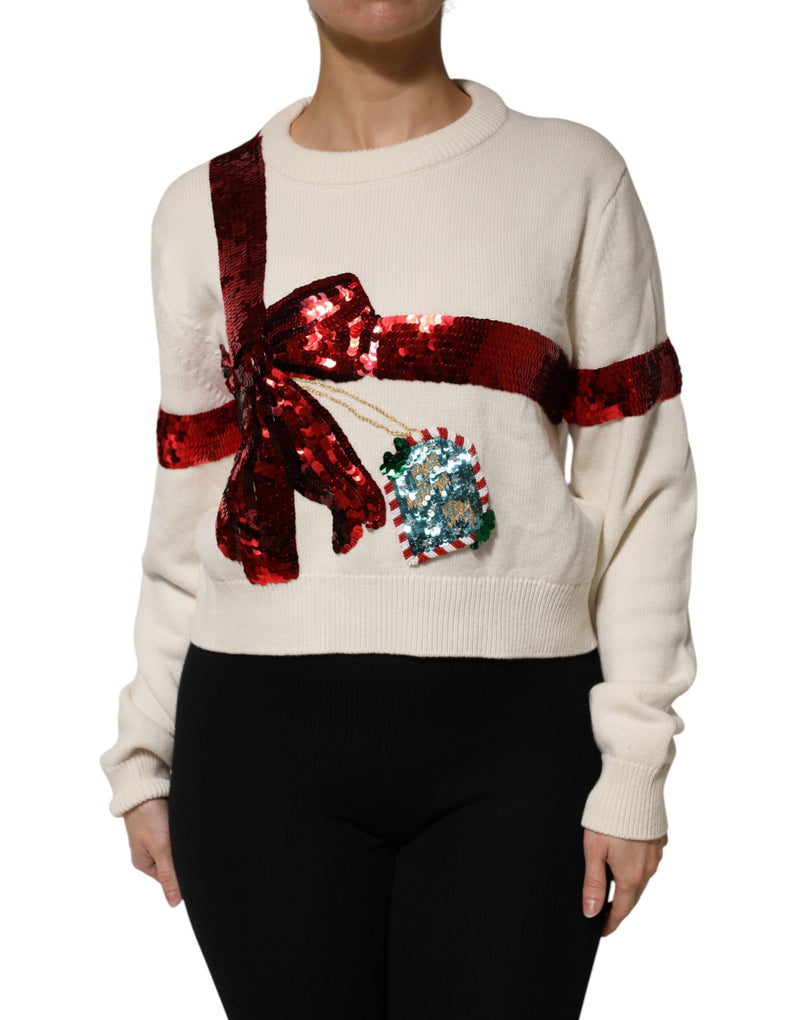 Pull en cachemire blanc à sequins Dolce & Gabbana