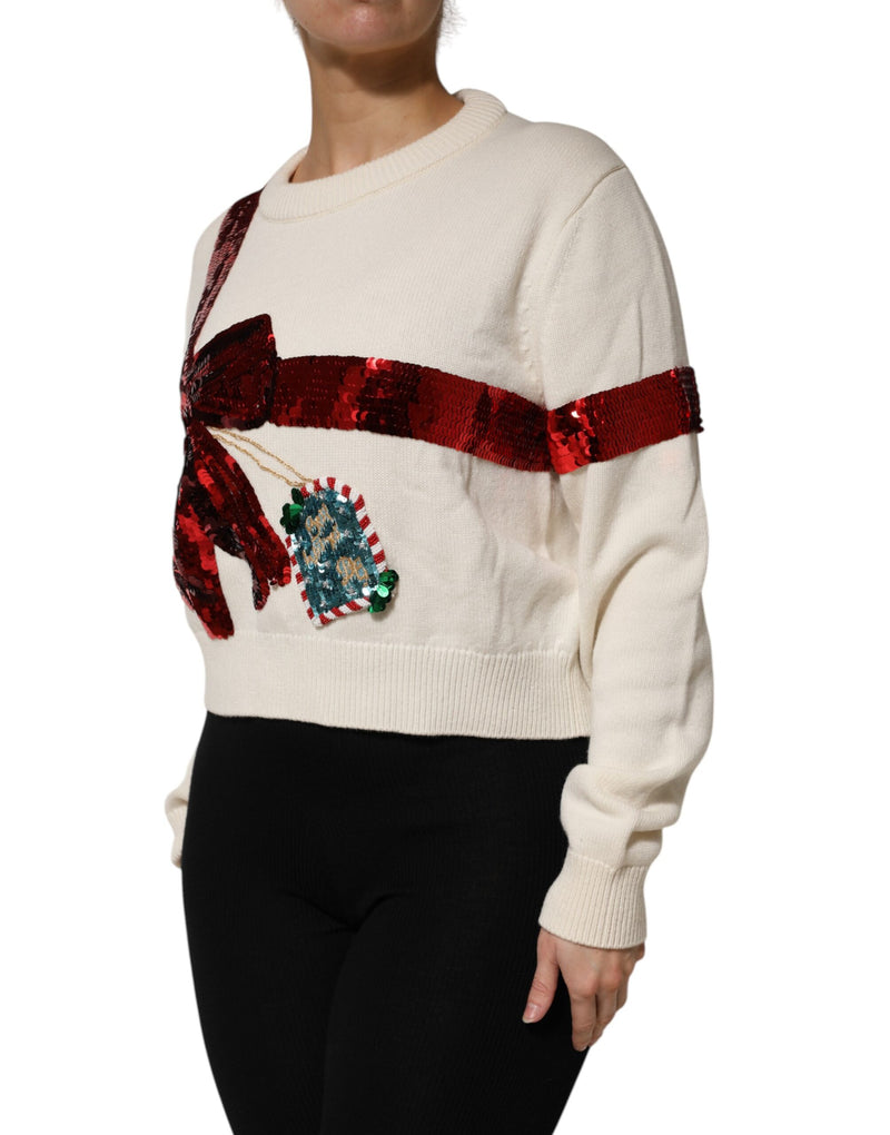 Pull en cachemire blanc à sequins Dolce & Gabbana