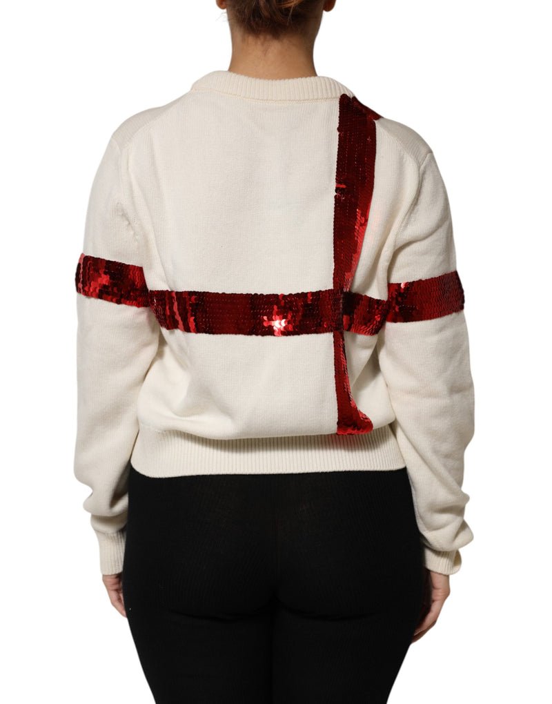 Pull en cachemire blanc à sequins Dolce & Gabbana