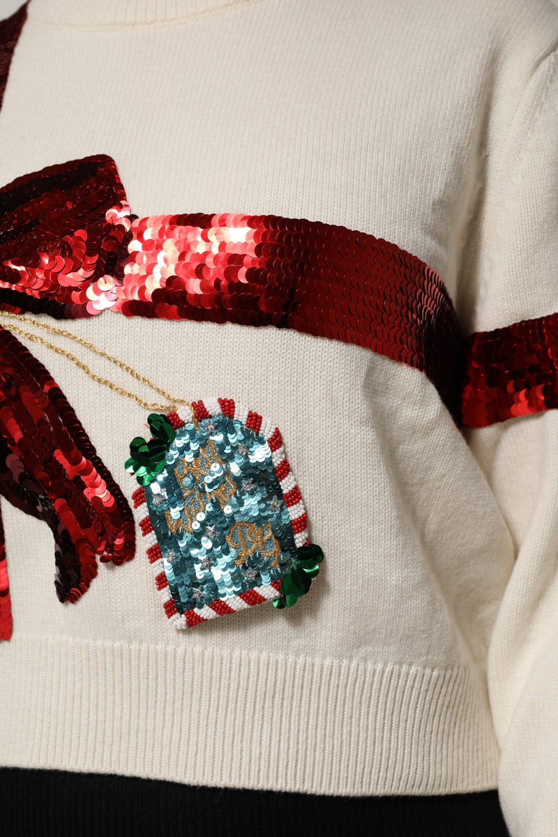Pull en cachemire blanc à sequins Dolce & Gabbana