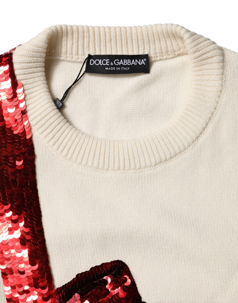 Pull en cachemire blanc à sequins Dolce & Gabbana