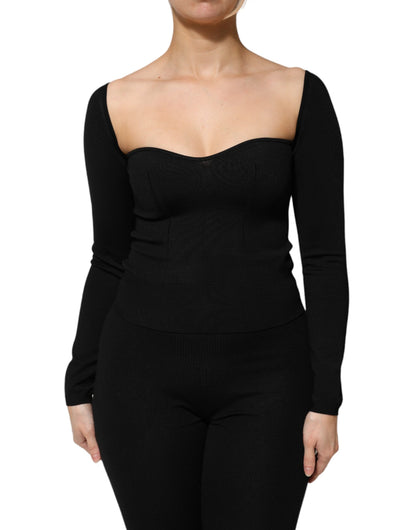 Dolce & Gabbana Black Viscose Long Sleeve Pullover Blouse Top