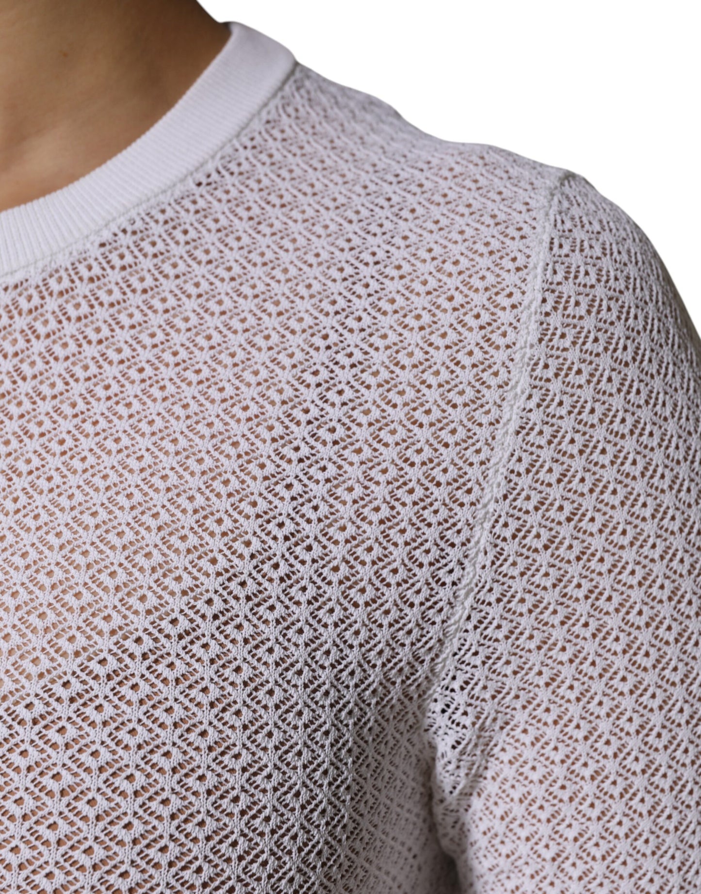 Dolce & Gabbana wit, ronde hals, lange mouwen, pullover top