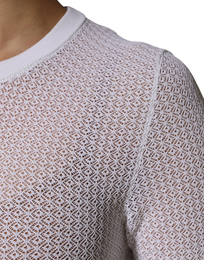 Dolce & Gabbana wit, ronde hals, lange mouwen, pullover top