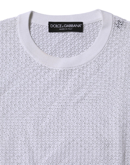 Dolce & Gabbana wit, ronde hals, lange mouwen, pullover top