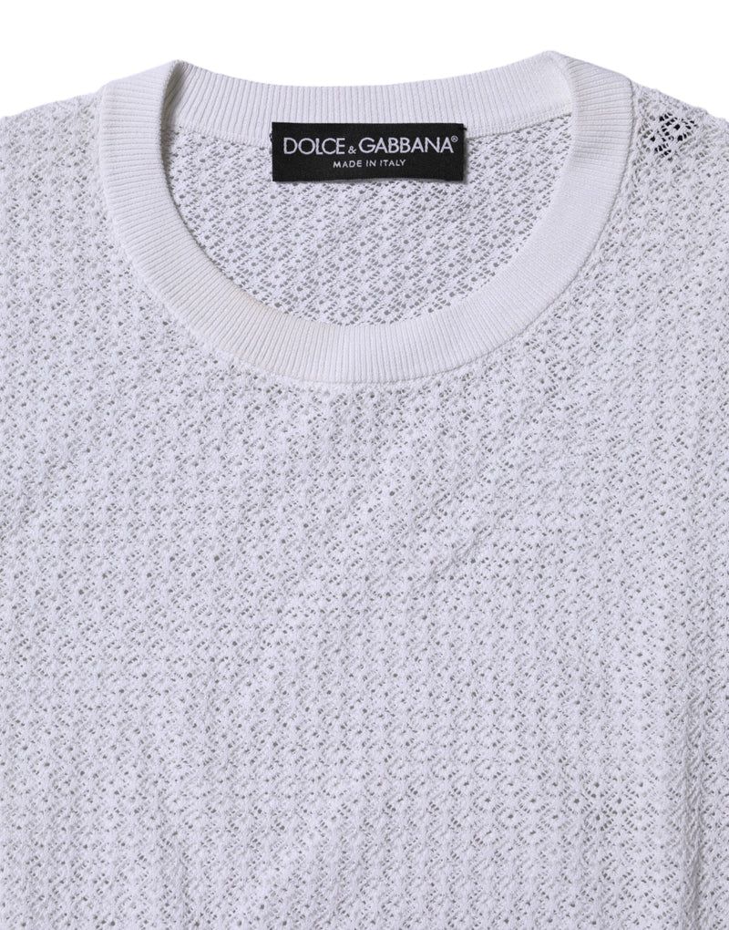 Dolce & Gabbana White Round Neck Long Sleeves Pullover Top