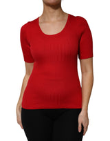 Dolce & Gabbana Red Round Neck Short Sleeves Pullover Top