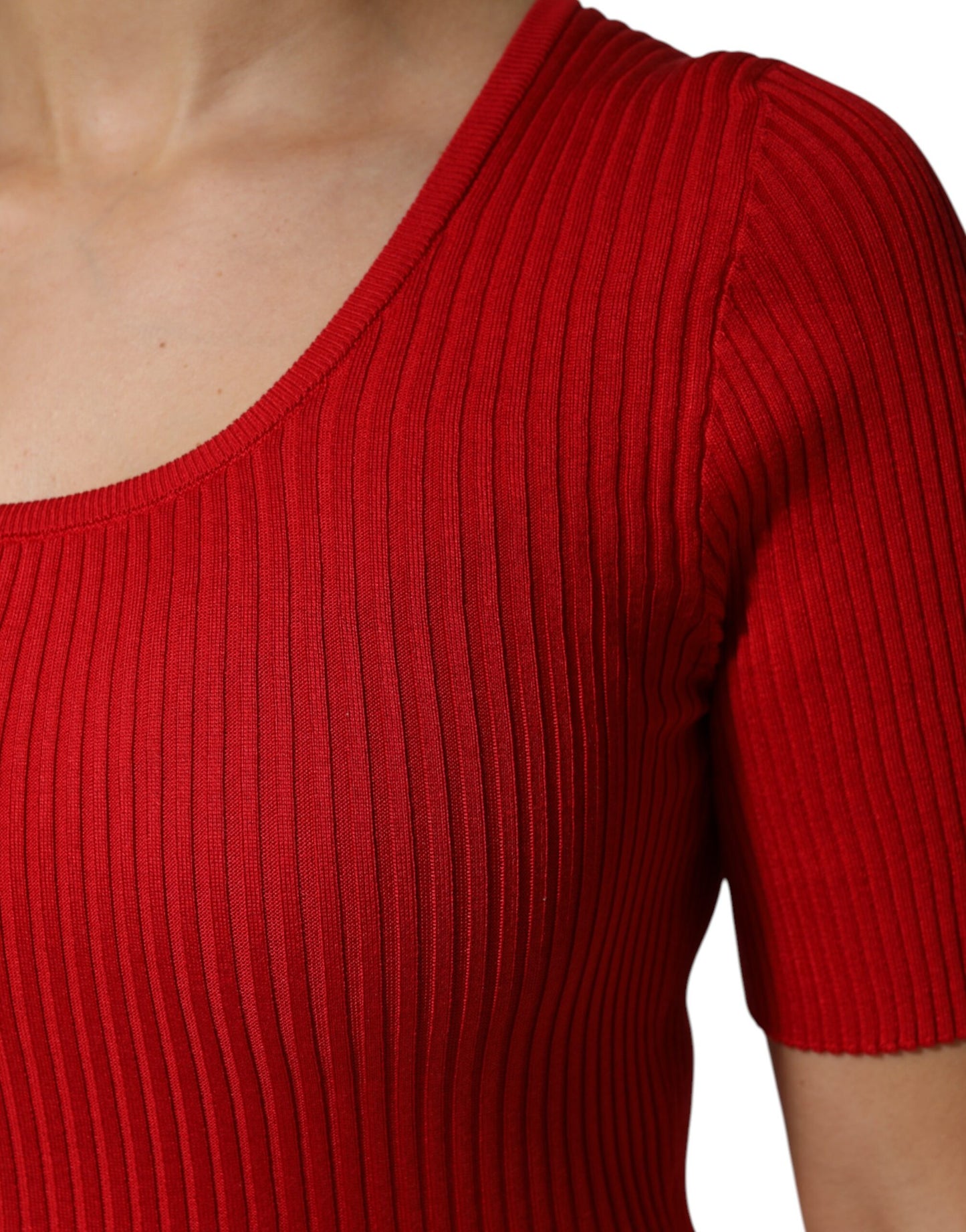Dolce & Gabbana Red Round Neck Short Sleeves Pullover Top