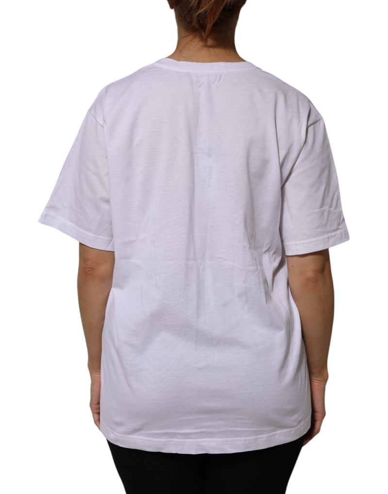 Dolce & Gabbana T-shirt V-neck en Coton Blanc pour Femme
