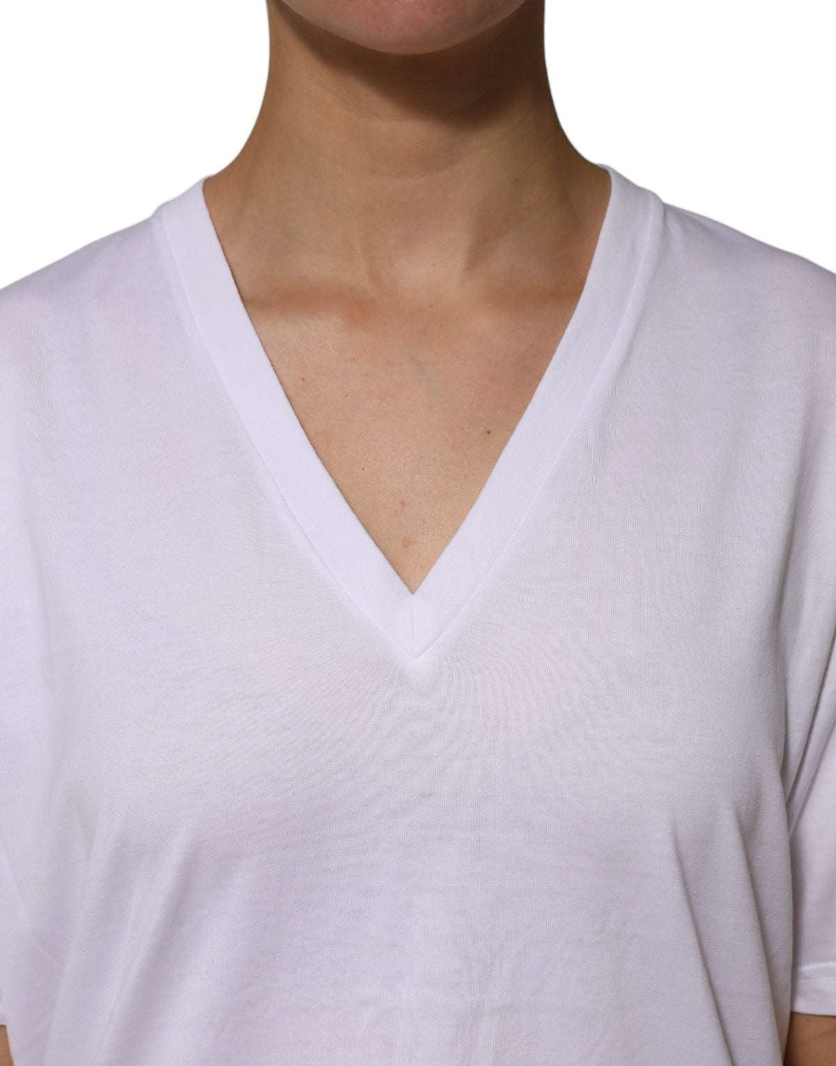 Dolce & Gabbana T-shirt V-neck en Coton Blanc pour Femme