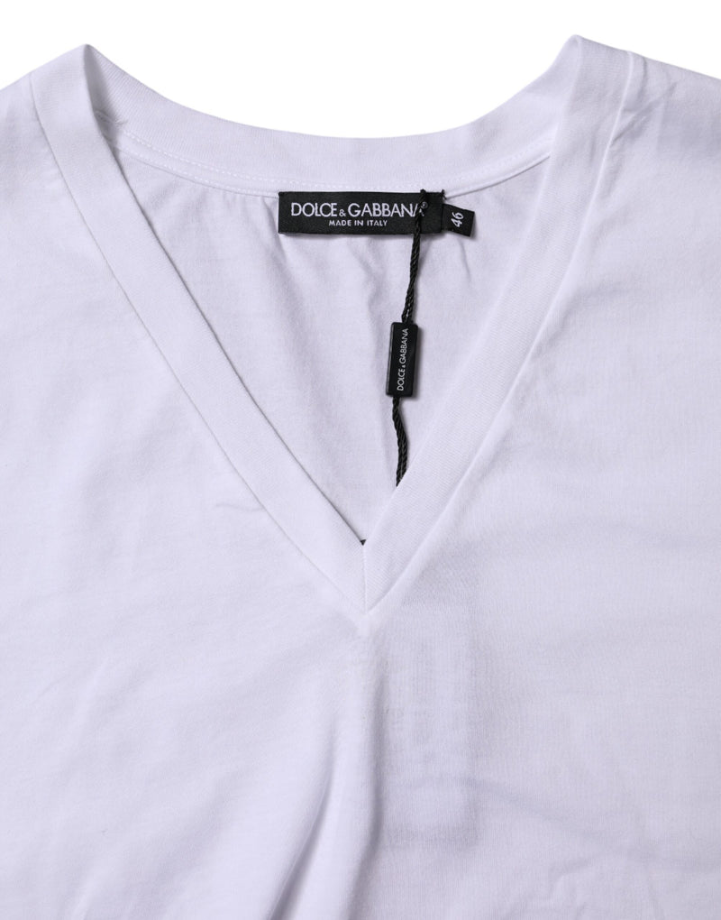 Dolce & Gabbana T-shirt V-neck en Coton Blanc pour Femme