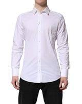 Chemise-haut en coton à col blanc et broderies dorées de Dolce &amp; Gabbana