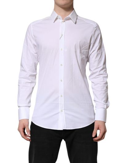 Chemise-haut en coton à col blanc et broderies dorées de Dolce &amp; Gabbana