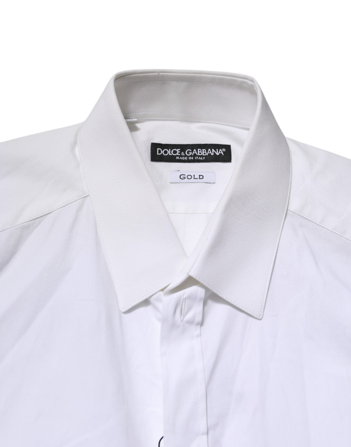 Chemise-haut en coton à col blanc et broderies dorées de Dolce &amp; Gabbana