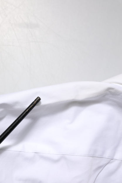 Dolce & Gabbana White GOLD Cotton Collared Dress Shirt Top