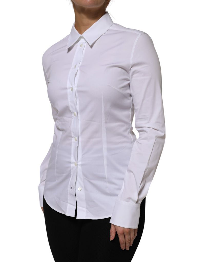 Dolce & Gabbana Chemise Blanche en Coton à Manches Longues