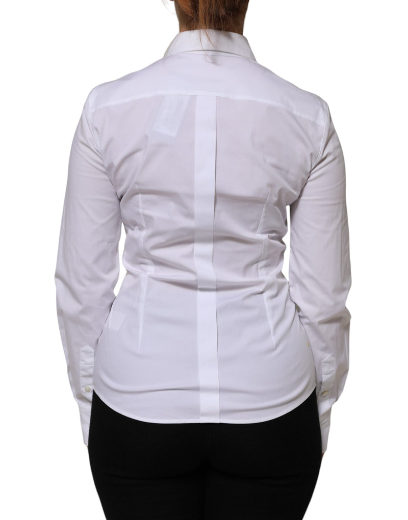 Dolce & Gabbana Chemise Blanche en Coton à Manches Longues