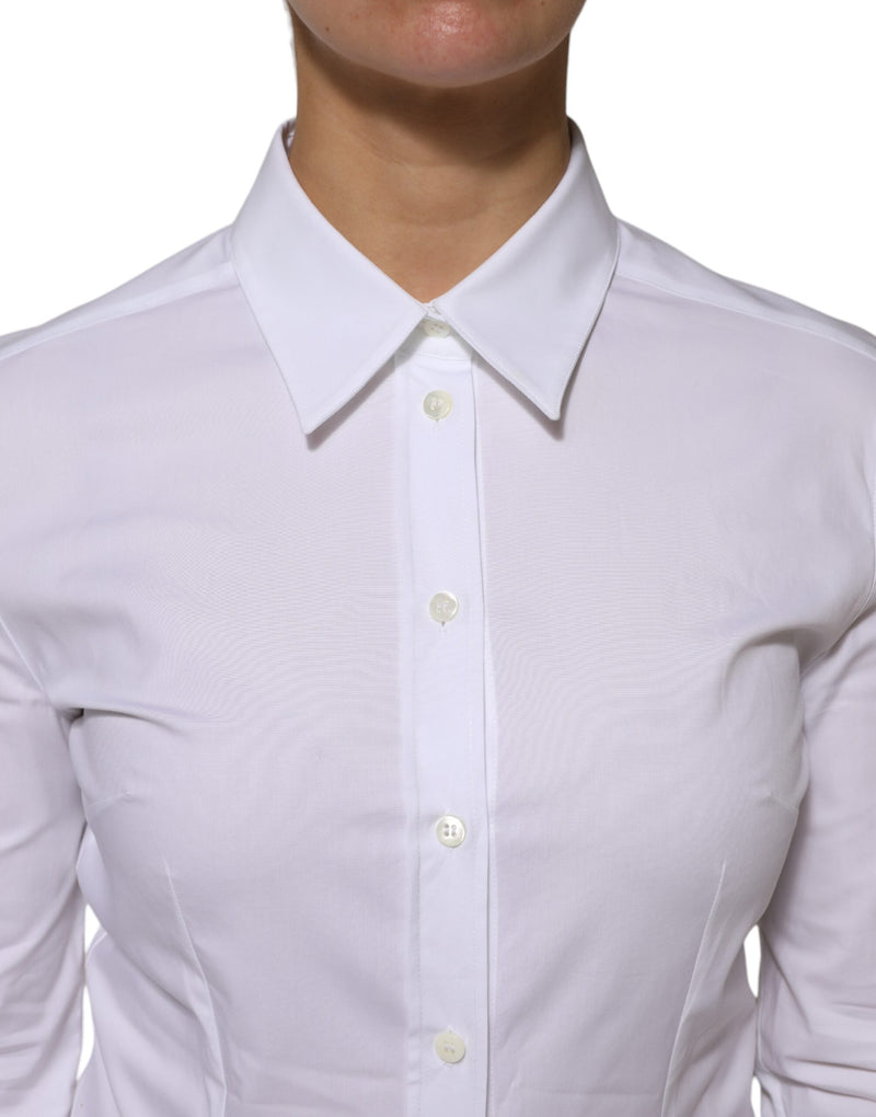 Dolce & Gabbana Chemise Blanche en Coton à Manches Longues