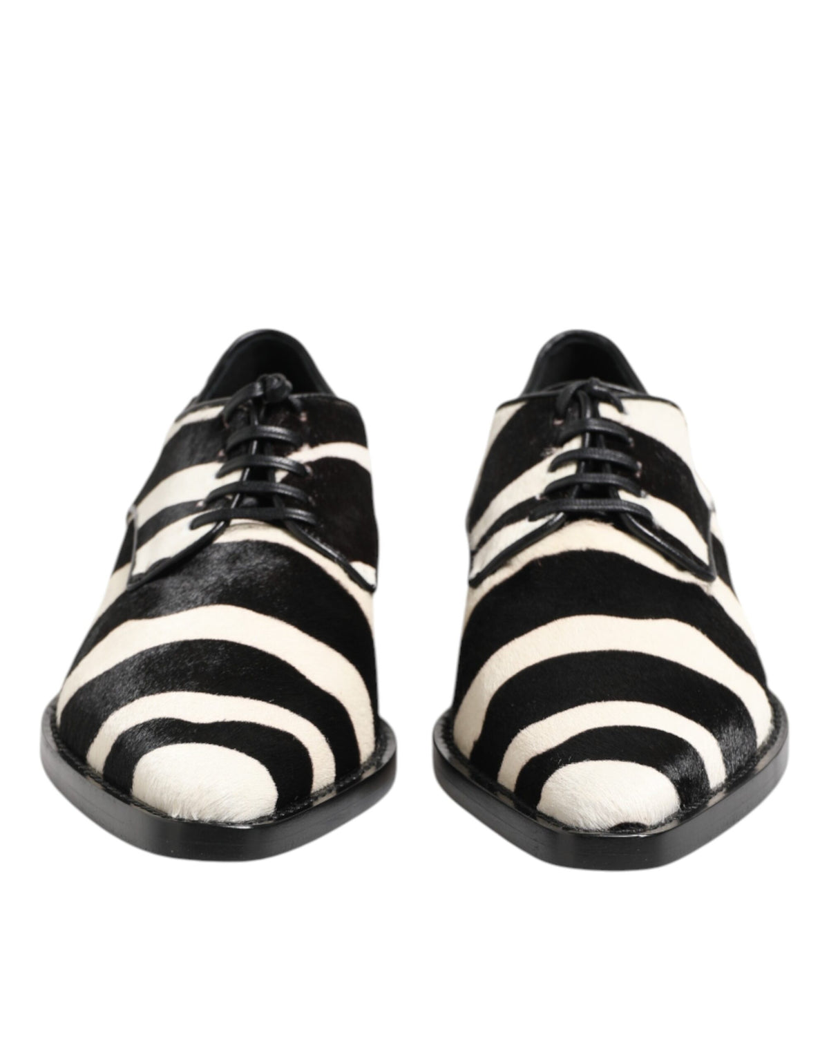 Dolce & Gabbana Derby Shoes en Fourrure de Poney Zebra Noir et Blanc