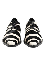 Dolce & Gabbana Derby Shoes en Fourrure de Poney Zebra Noir et Blanc