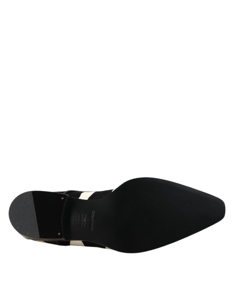 Dolce & Gabbana Black White Zebra Pony Fur Derby Shoes