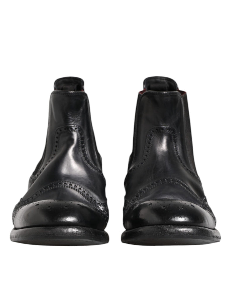 Dolce & Gabbana Black Leather Ankle Boots for Men