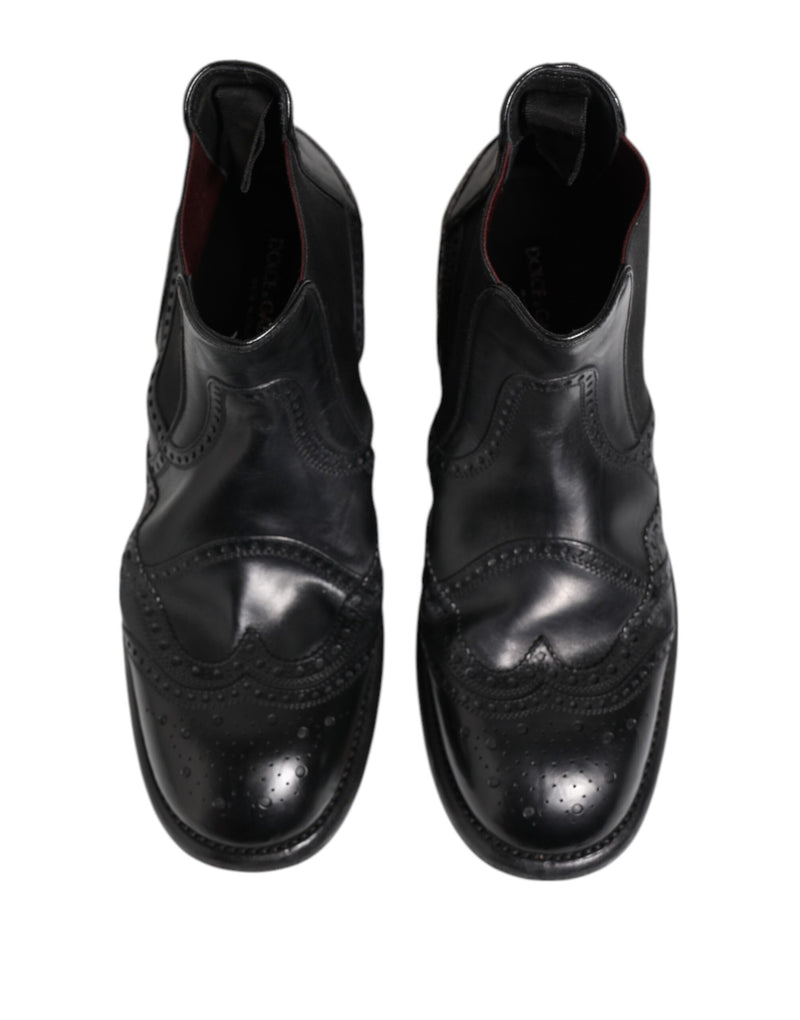Dolce & Gabbana Black Leather Ankle Boots for Men