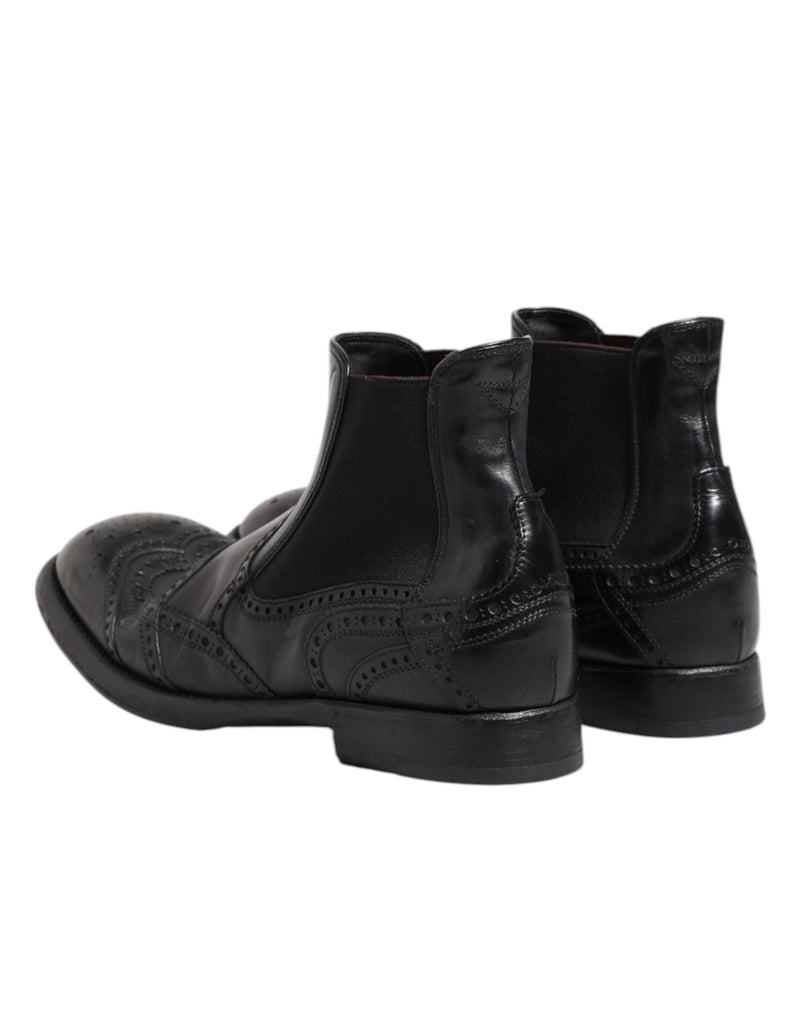 Dolce & Gabbana Black Leather Ankle Boots for Men