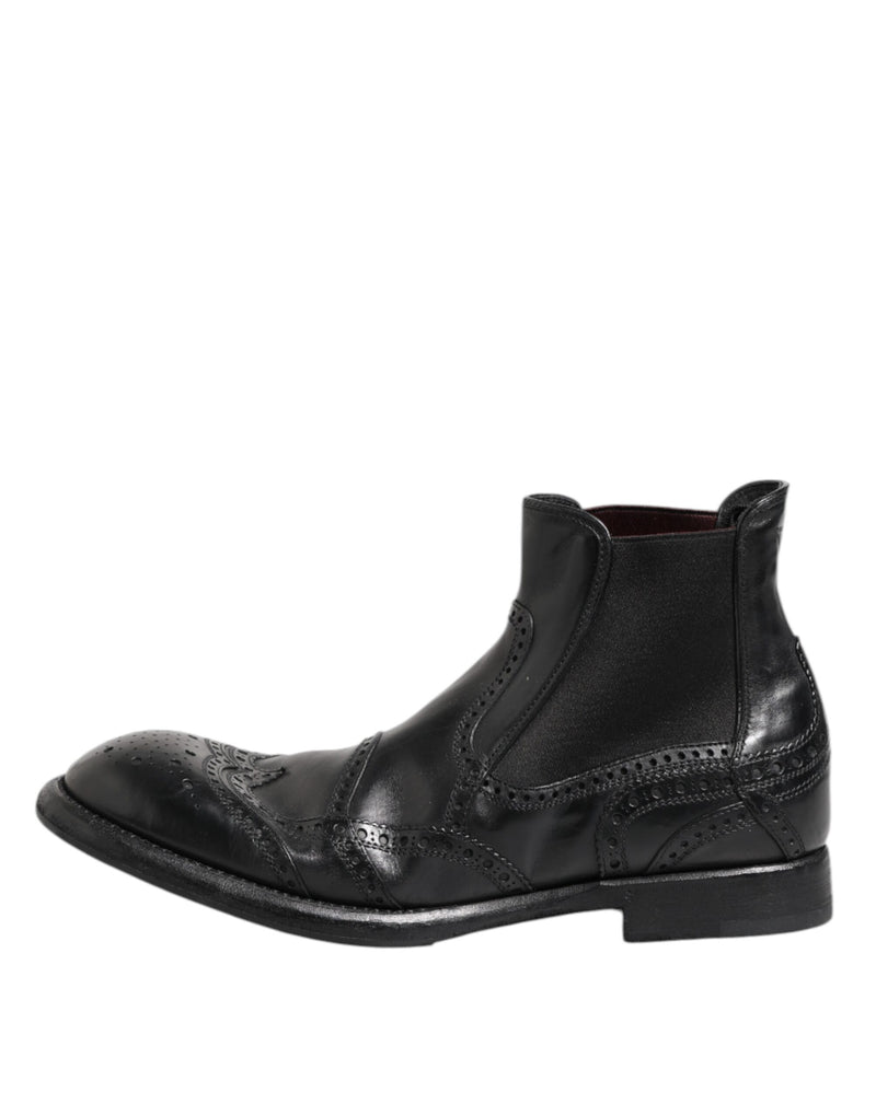 Dolce & Gabbana Black Leather Ankle Boots for Men
