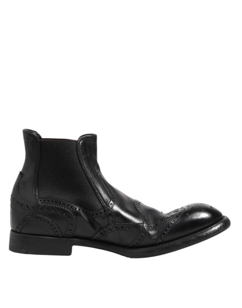 Dolce & Gabbana Black Leather Ankle Boots for Men