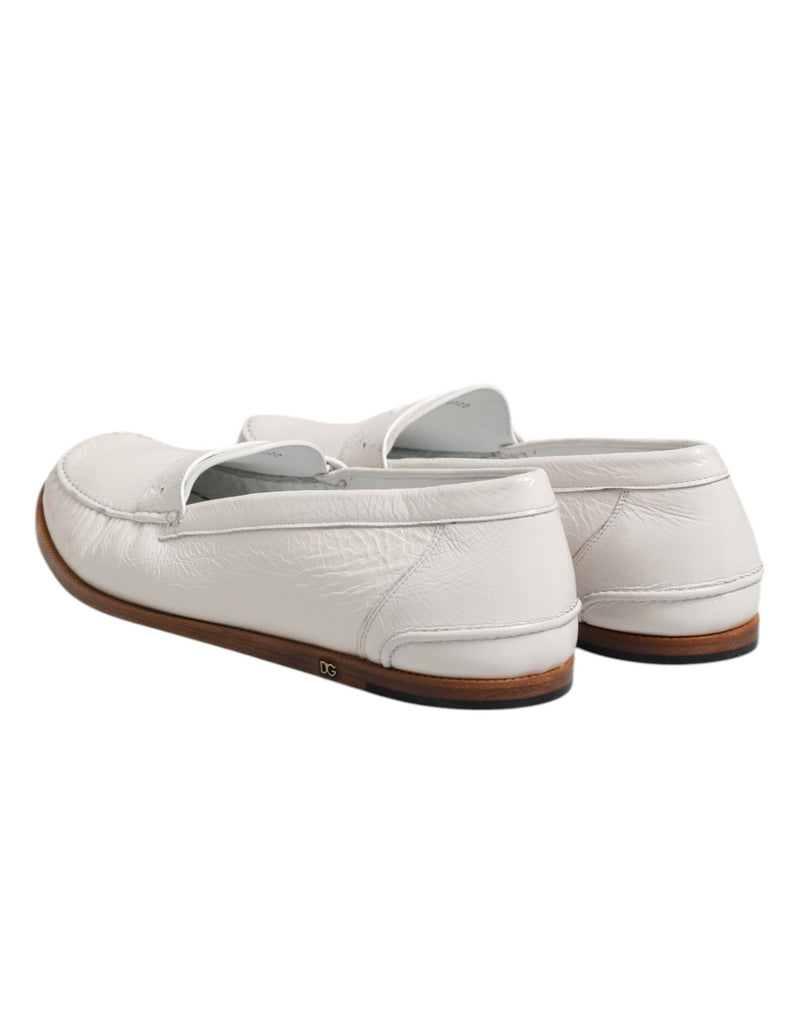 Dolce & Gabbana White Leather Loafers - Luxury Slip-On Shoes