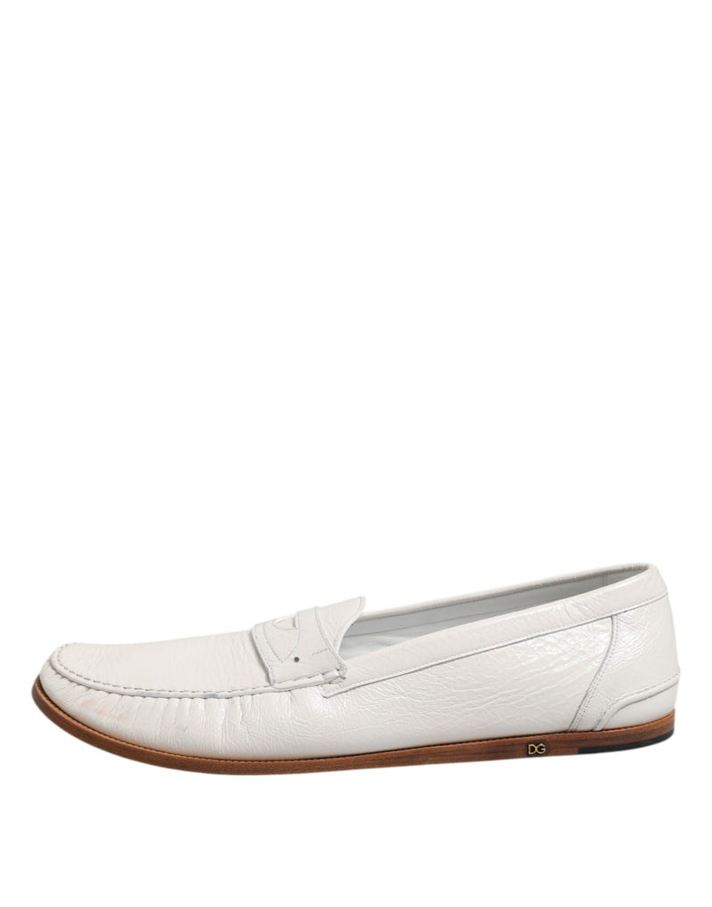 Dolce & Gabbana White Leather Loafers - Luxury Slip-On Shoes