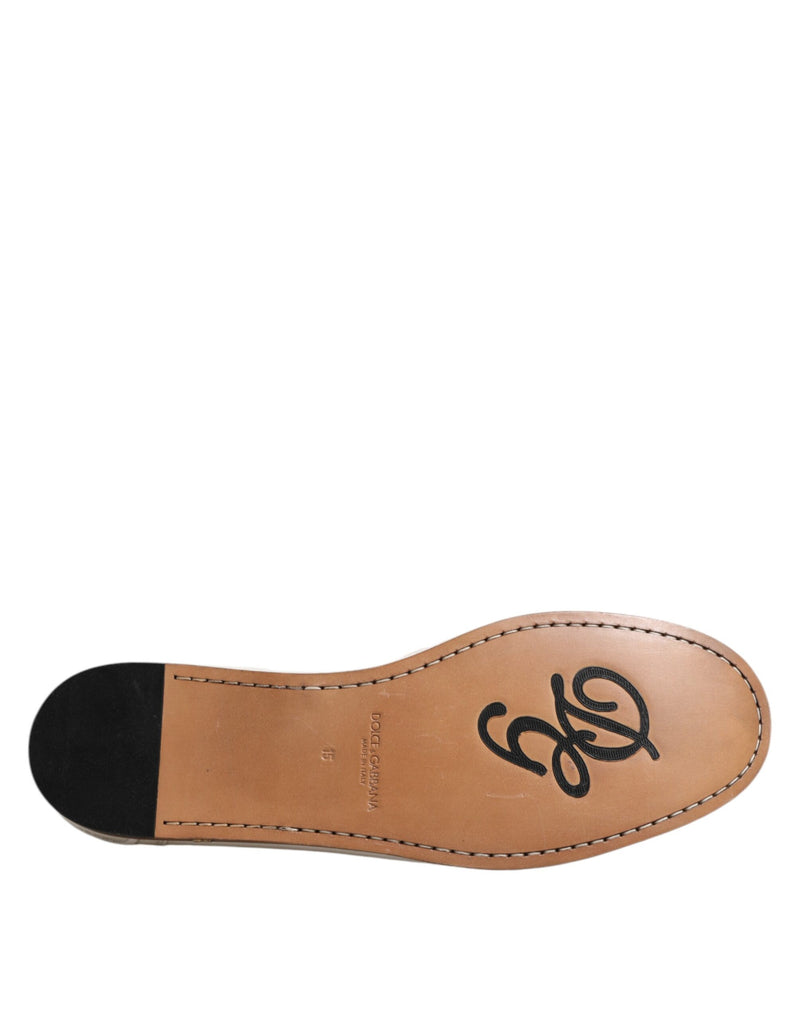 Dolce & Gabbana White Leather Loafers - Luxury Slip-On Shoes