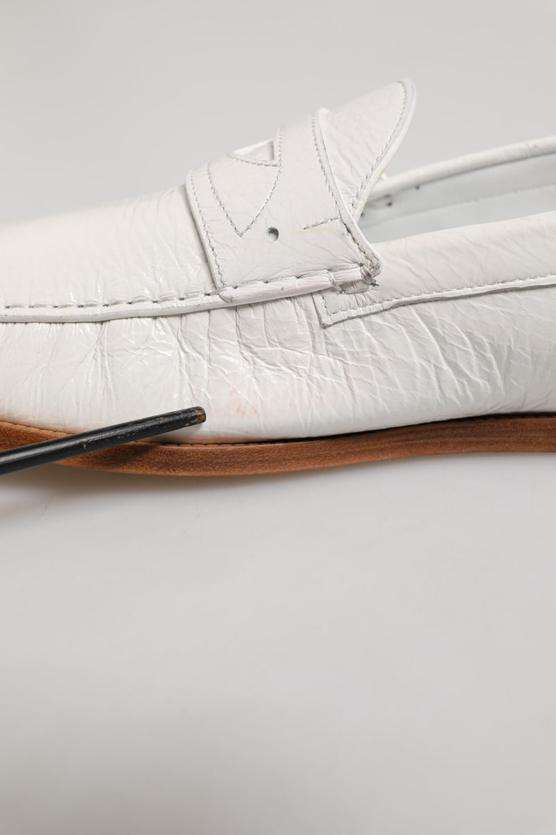 Dolce & Gabbana White Leather Loafers - Luxury Slip-On Shoes