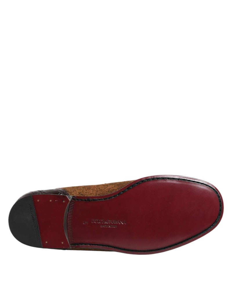 Dolce & Gabbana Brown Leather Slip-On Loafers for Men